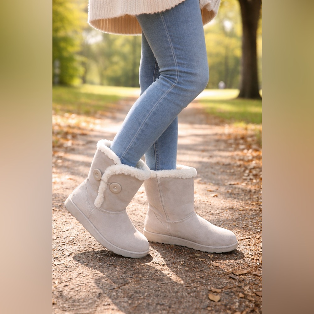Kohl's Women's Cozy Cream Winter Boots 100 % leather